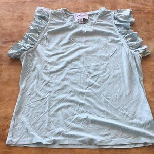 Highline Collective Blue Tank Ruffles Sleeves XL